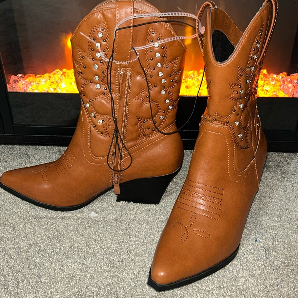 Beth Cognac Cowgirl Boots